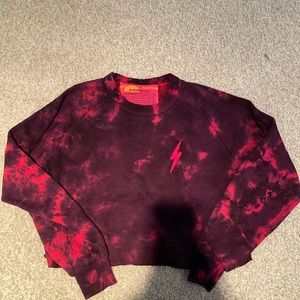 Aviator Nation Pattern Print purple tie dye cropped sweatshirt